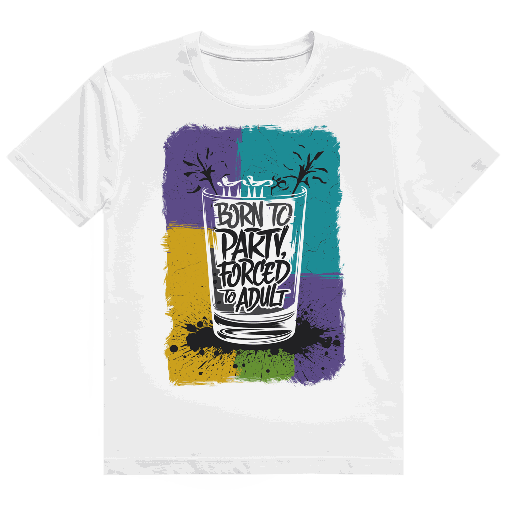 Heavy Cotton T-Shirt Born to Party mit modernem Tubular Fit und nachhaltiger Baumwolle