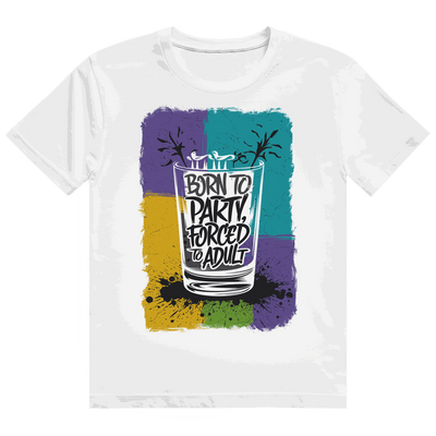 Heavy Cotton T-Shirt Born to Party mit modernem Tubular Fit und nachhaltiger Baumwolle