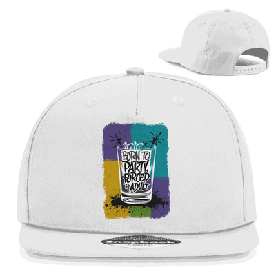Division420 Snapback Rapper Cap Born to Party mit flachem Schirm und Retro-Snapbackverschluss