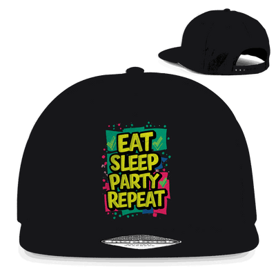 Division420 Snapback Cap Eat Sleep Party Repead urbaner Stil Baumwoll-Twill Streetwear