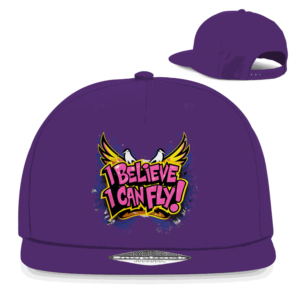 Division420 Snapback Cap I believe i can fly aus Baumwoll-Twill mit flachem Schirm und Retro-Snapback-Verschluss