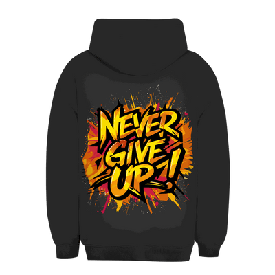 Unisex Oversize Hoodie von Division420 mit "Never give up!" Schriftzug, urbaner Stil und nachhaltige Materialien