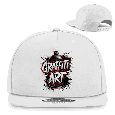 Schwarze Snapback Rapper Cap mit Graffiti Art und flachem Schirm aus Baumwoll-Twill von Division420