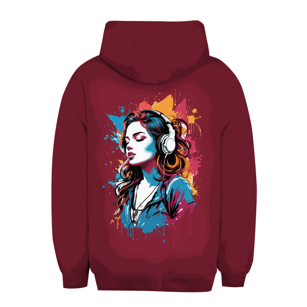 Unisex Oversize Hoodie Beat Girl von Division420 in urbanem Stil mit Kapuze und Kängurutasche