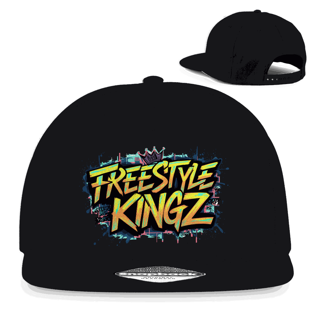 Schwarze Snapback Cap von Division420 mit flachem Schirm und retro Snapback-Verschluss, urbaner Streetwear Style