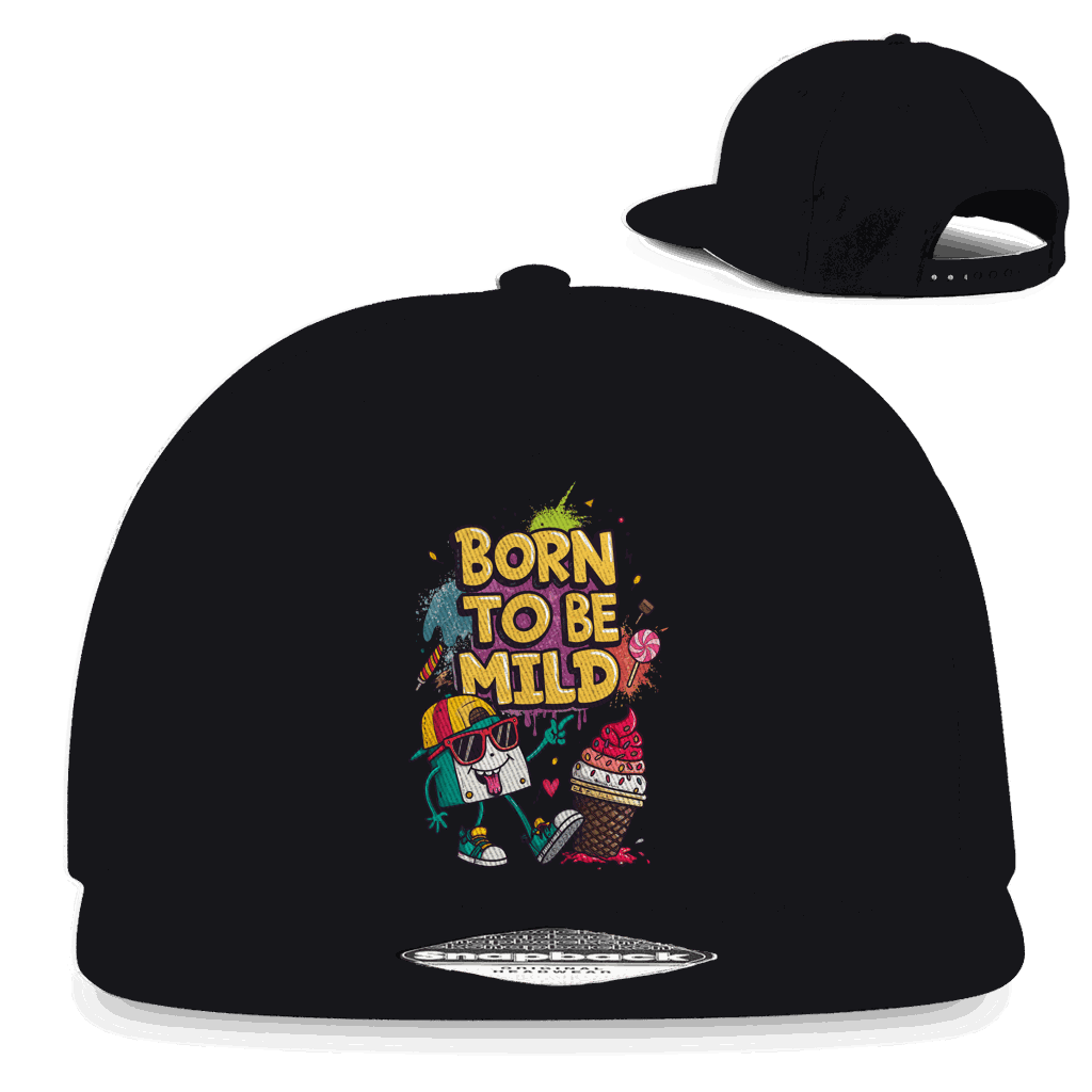 Division420 Snapback Cap Born to be mild, Baumwoll-Twill, urbaner Streetwear-Stil, flacher Schirm, Retro Snapback-Verschluss