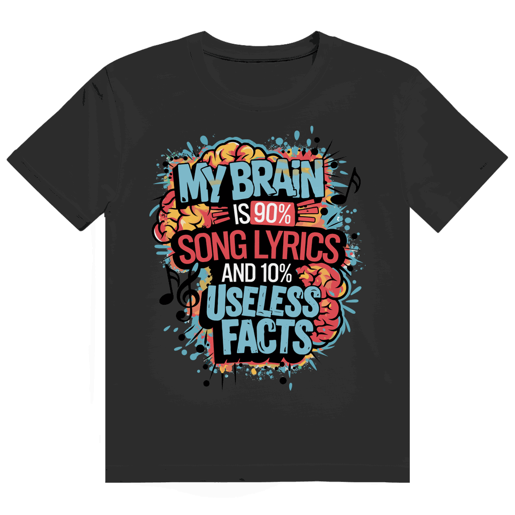 Heavy Cotton T-Shirt - My Brain is 90% Song Lyrics | Division420®