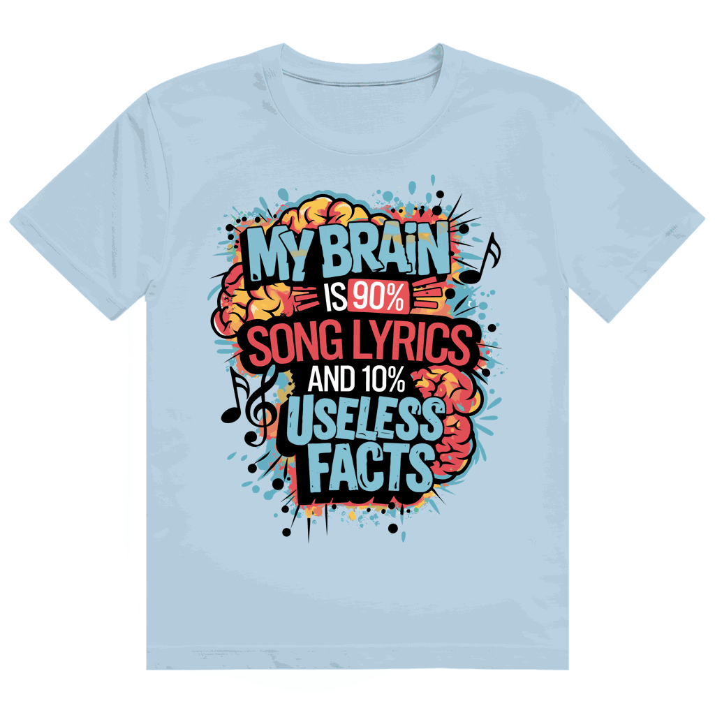 Heavy Cotton T-Shirt - My Brain is 90% Song Lyrics | Division420®