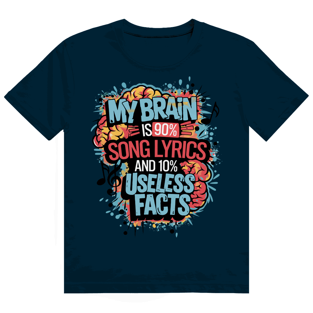 Heavy Cotton T-Shirt - My Brain is 90% Song Lyrics | Division420®
