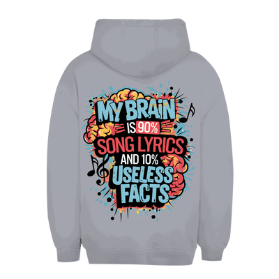 Unisex oversize hoodie with "My Brain is 90% Song Lyrics" print by Division420