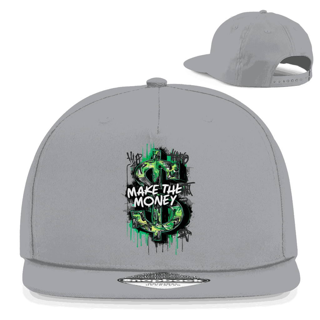 Division420 Snapback Rapper Cap Make the Money, 5-Panel Baumwoll-Twill, flacher Schirm, urbaner Streetwear-Stil