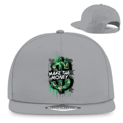 Division420 Snapback Rapper Cap Make the Money, 5-Panel Baumwoll-Twill, flacher Schirm, urbaner Streetwear-Stil