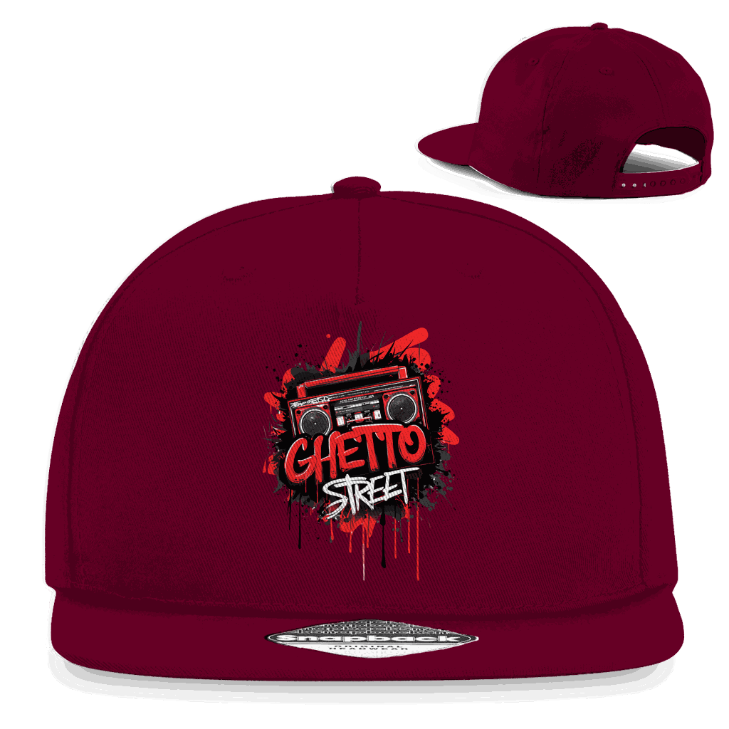 Division420 Snapback Cap Ghetto Street aus Baumwoll-Twill mit flachem Schirm und Retro-Snapbackverschluss