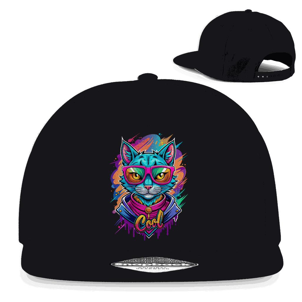 Division420 Snapback Cap Cat Cool aus Baumwoll-Twill mit flachem Schirm und Snapback-Verschluss