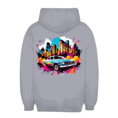 Unisex Oversize Hoodie Urban Car von Division420 in Schwarz mit Kängurutasche und verstellbarer Kapuze