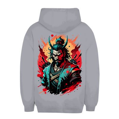 Unisex Oversize Hoodie mit Samurai-Design von Division420, nachhaltiger urbaner Streetstyle aus Baumwolle und Polyester