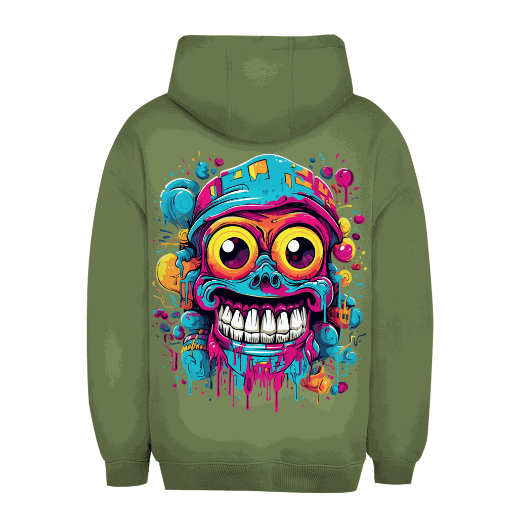 Unisex Oversize Hoodie Psycho Bob von Division420 in urbanem Stil mit Kapuze und Kängurutasche