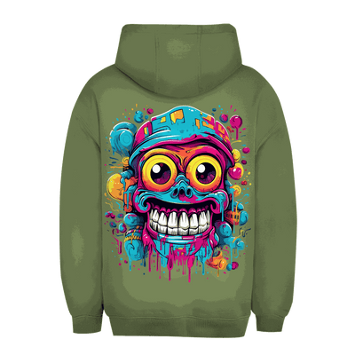Unisex Oversize Hoodie Psycho Bob von Division420 in urbanem Stil mit Kapuze und Kängurutasche