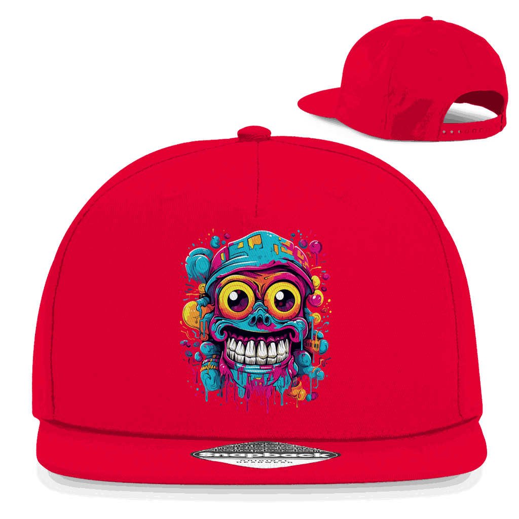 Division420 Snapback Rapper Cap Psycho Bob aus Baumwoll-Twill mit flachem Schirm und Retro Snapbackverschluss