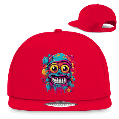 Division420 Snapback Rapper Cap Psycho Bob aus Baumwoll-Twill mit flachem Schirm und Retro Snapbackverschluss