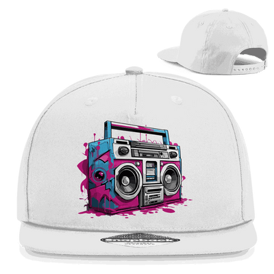 Division420 Snapback Rapper Cap Boombox aus Baumwoll-Twill mit flachem Schirm und Retro Snapbackverschluss
