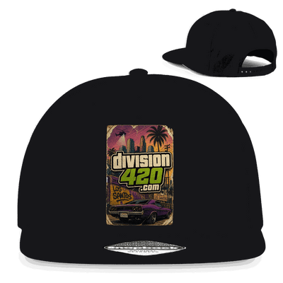 Division420 Snapback Rapper Cap Los Santos aus Baumwoll-Twill mit flachem Schirm und Retro Snapback-Verschluss