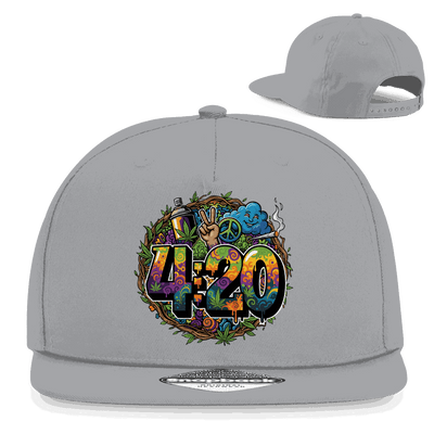 Division420 Snapback Cap 420 Peace aus Baumwoll-Twill mit flachem Schirm und Retro-Snapbackverschluss
