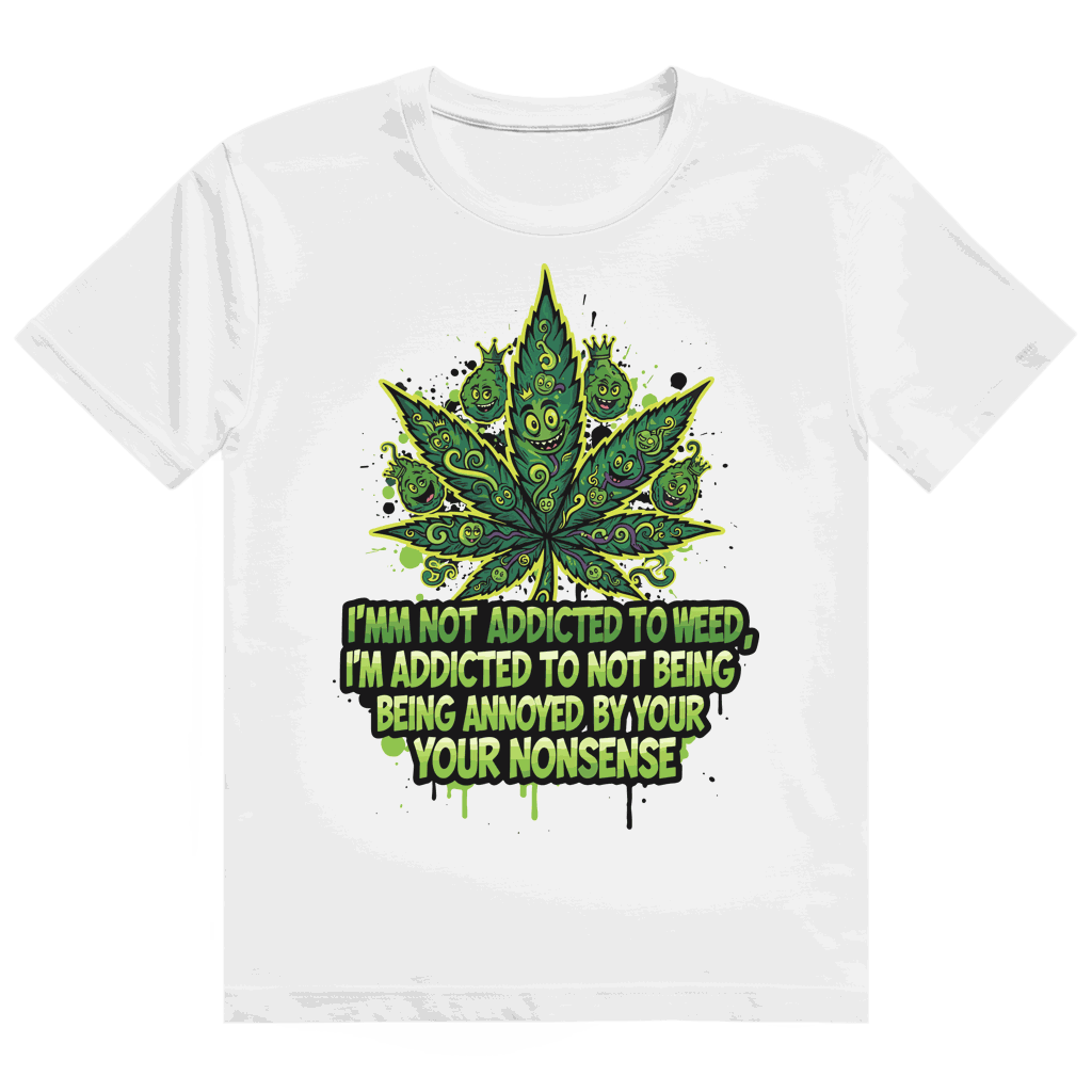 Division420 Heavy Cotton T-Shirt Addicted to Weed aus 100% ringgesponnener Baumwolle mit stabilem Rippkragen und modernem Tubular Fit