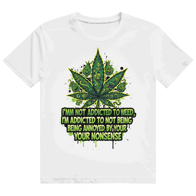 Division420 Heavy Cotton T-Shirt Addicted to Weed aus 100% ringgesponnener Baumwolle mit stabilem Rippkragen und modernem Tubular Fit