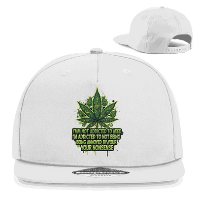 Division420 Snapback Rapper Cap Addicted to Weed aus Baumwoll-Twill mit flachem Schirm und Retro Snapback-Verschluss