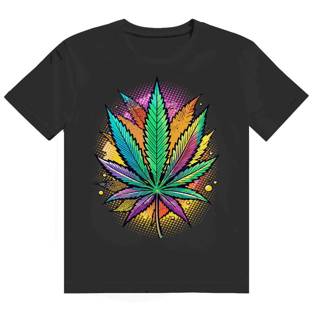 Heavy Cotton T-Shirt mit Art Print Weed Leaf, nachhaltiges Streetstyle Shirt aus 100% Baumwolle, komfortabel und robust