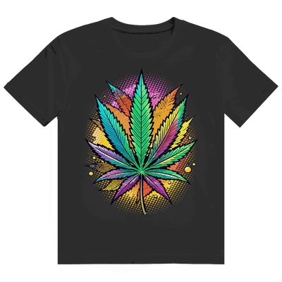 Heavy Cotton T-Shirt mit Art Print Weed Leaf, nachhaltiges Streetstyle Shirt aus 100% Baumwolle, komfortabel und robust