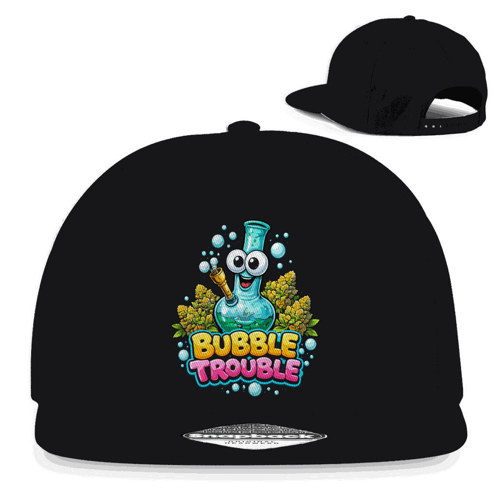 Division420 Snapback Cap Bubble Trouble aus Baumwoll-Twill mit flachem Schirm und Retro-Snapbackverschluss