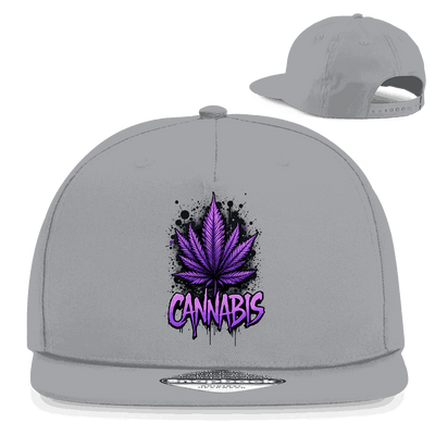 Snapback Rapper Cap mit Cannabisblatt Design aus Baumwoll-Twill, urbaner Streetwear-Stil und verstellbarem Snapback-Verschluss