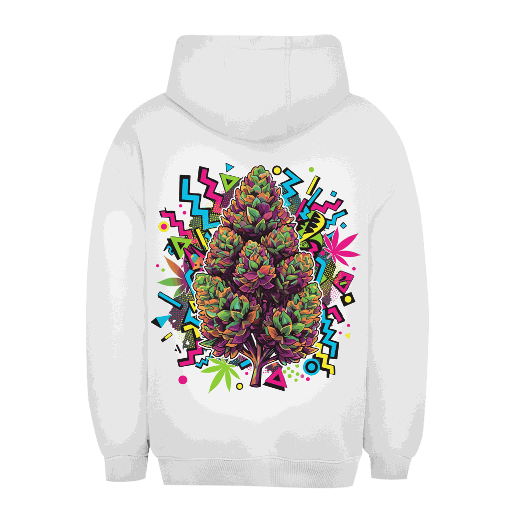 Unisex Oversize Hoodie mit Cannabis Pop Art Print von Division420, urbaner Style, weicher Baumwoll-Polyester-Mix, nachhaltige Produktion, lässiger und bequemer Schnitt