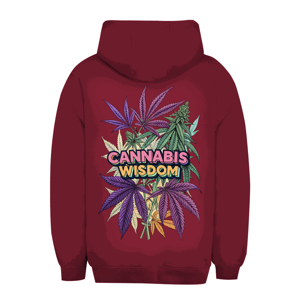 Unisex Oversize Hoodie von Division420 in Cannabis Wisdom Design mit Kapuze und Kängurutasche