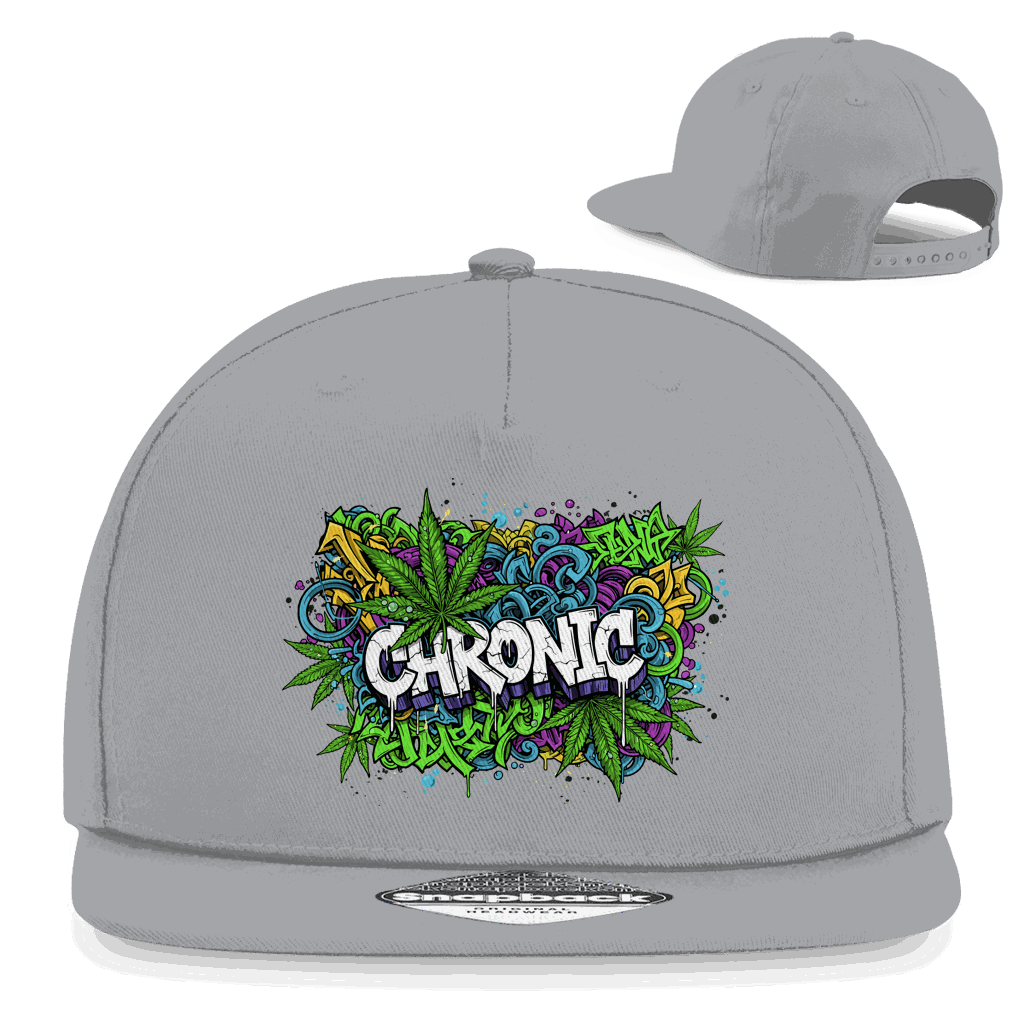 Division420 Snapback Rapper Cap Chronic in schwarzem 5-Panel Design mit flachem Schirm und Retro-Snapbackverschluss