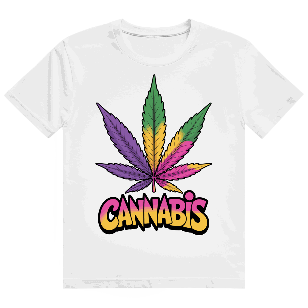 Division420 Heavy Cotton T-Shirt mit buntem Cannabisblatt im Streetstyle