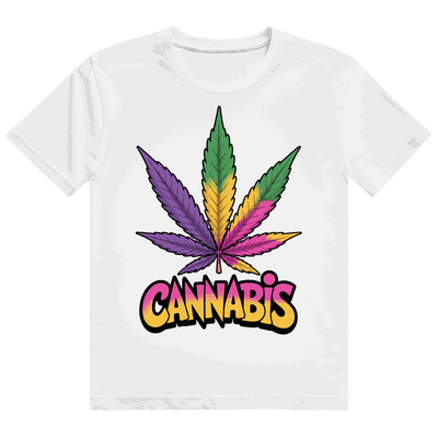 Division420 Heavy Cotton T-Shirt mit buntem Cannabisblatt im Streetstyle