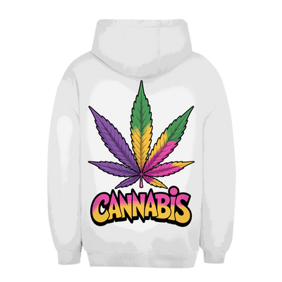 Unisex Oversize Hoodie mit buntem Cannabisblatt von Division420, nachhaltiger Baumwollmix, urbaner Komfort und lässiger Streetstyle