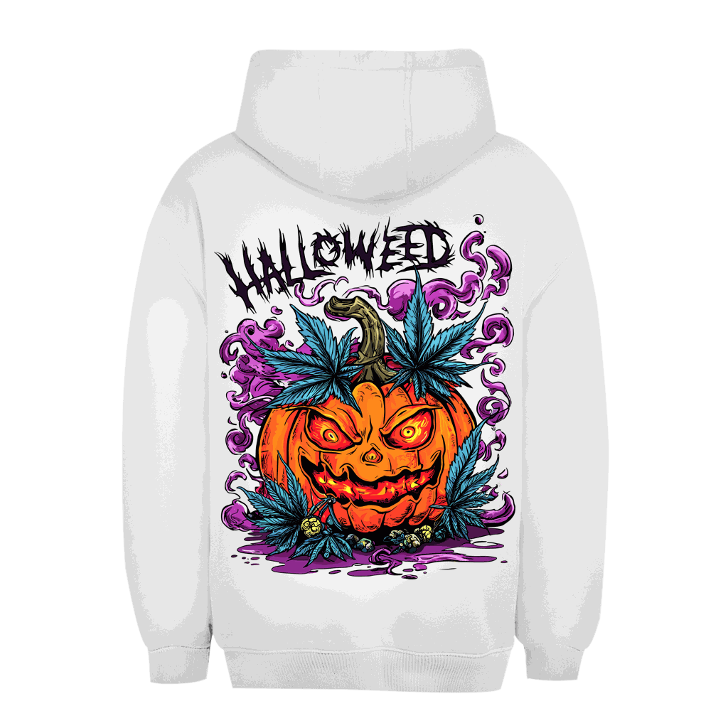 Unisex Oversize Hoodie in Orange mit Halloweed Pumpkin Motiv von Division420