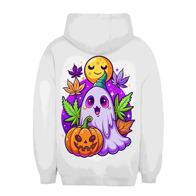 Unisex Oversize Hoodie in Schwarz mit Happy Halloween Motiv und Kapuze