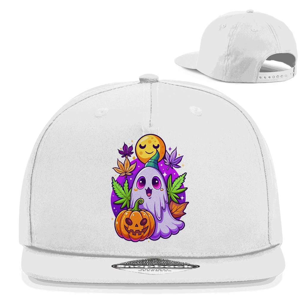 Division420 Snapback Rapper Cap mit Happy Halloween Design aus Baumwoll-Twill und Retro Snapbackverschluss
