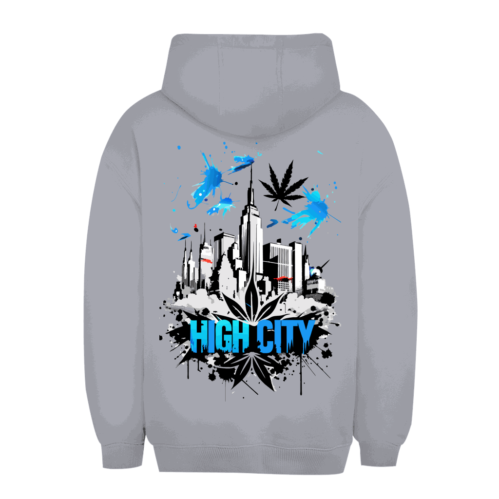 Unisex Oversize Hoodie mit urbanem High City Art Print von Division420 in hochwertiger Baumwollmischung