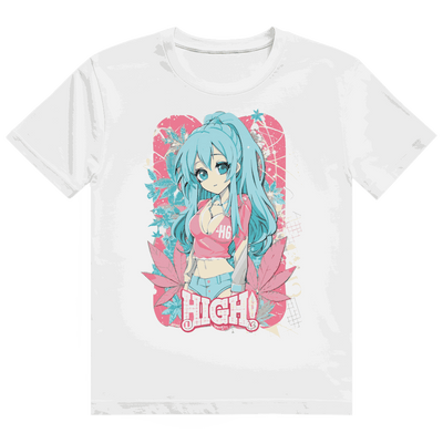 Division420 Heavy Cotton T-Shirt mit High Manga Girl Motiv in modernem Streetstyle und hochwertiger Baumwolle