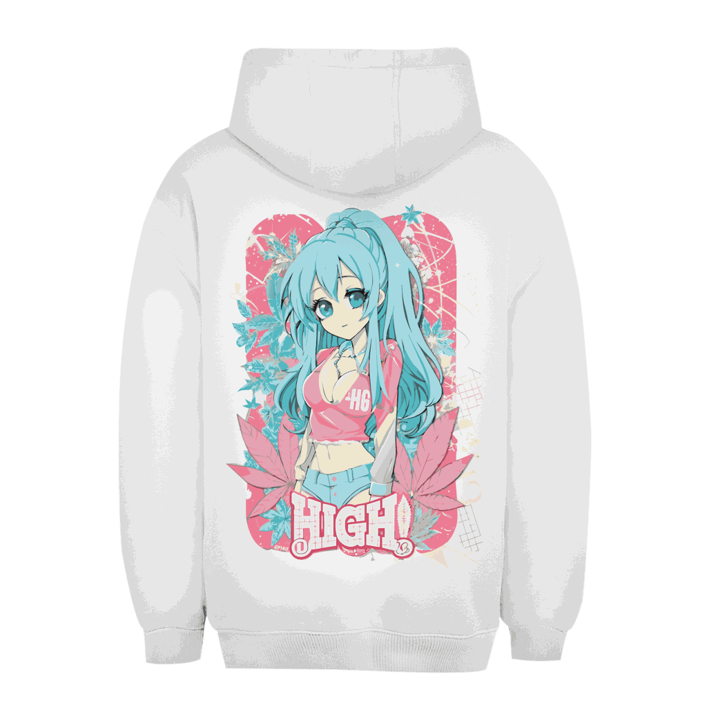 Unisex Oversize Hoodie mit High Manga Girl Print in urbanem Stil und entspanntem Komfort