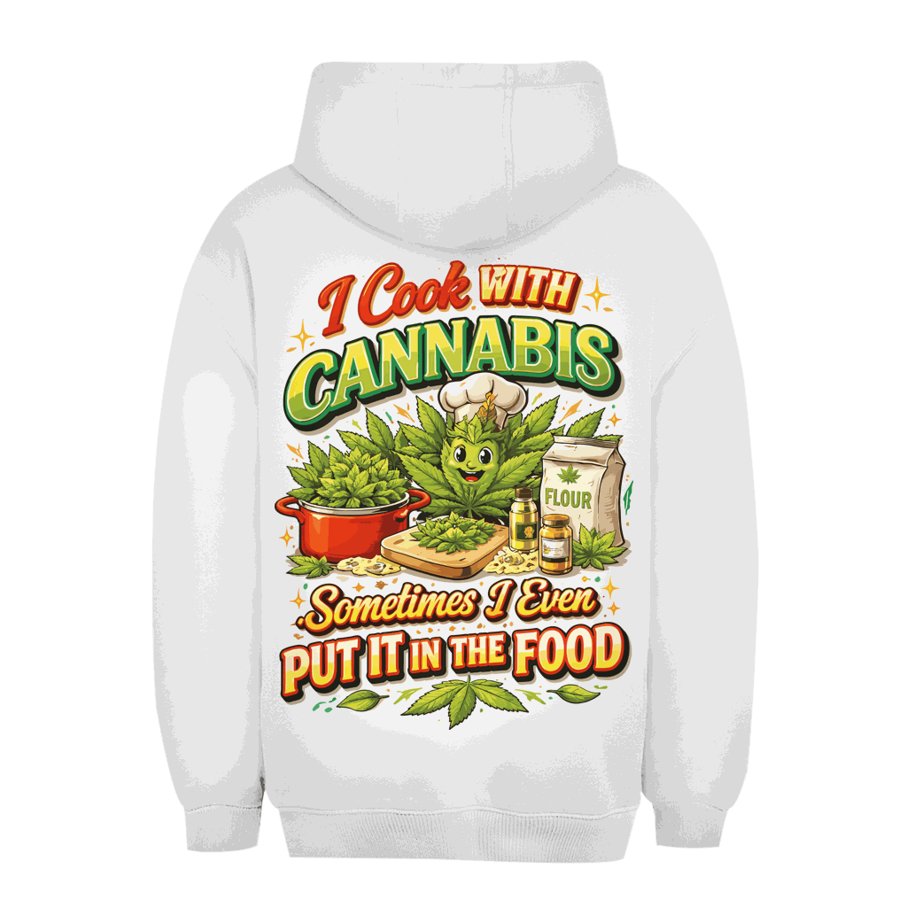 Unisex Oversize Hoodie in Schwarz mit Cannabis-Print und entspanntem Schnitt