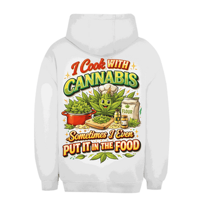 Unisex Oversize Hoodie in Schwarz mit Cannabis-Print und entspanntem Schnitt