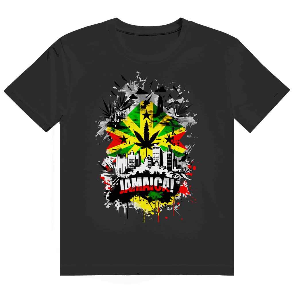 Heavy Cotton T-Shirt mit Jamaica Art Print von Division420, aus 100% ringgesponnener Baumwolle, nachhaltiger Streetstyle, unisex und komfortabel