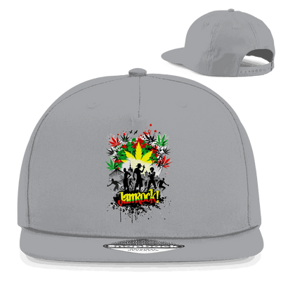 Schwarze Snapback Cap Jamrock von Division420 mit flachem Schirm und Retro-Snapverschluss
